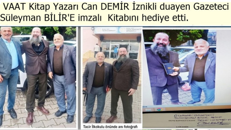 YAZAR CAN EMİR’DEN TACİR KÖYÜ’NDE ANLAMLI BULUŞMA: DUAYEN GAZETECİ SÜLEYMAN BİLİR’E İMZALI KİTAP HED