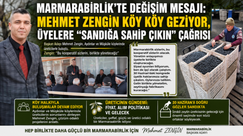 MARMARABİRLİK'TE DEĞİŞİM MESAJI: MEHMET ZENGİN KÖY KÖY GEZİYOR, ÜYELERE