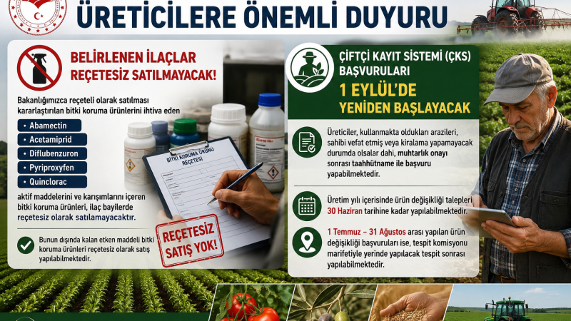 Tarım ve Orman Bakanlığı'ndan Üreticilere Önemli Duyuru